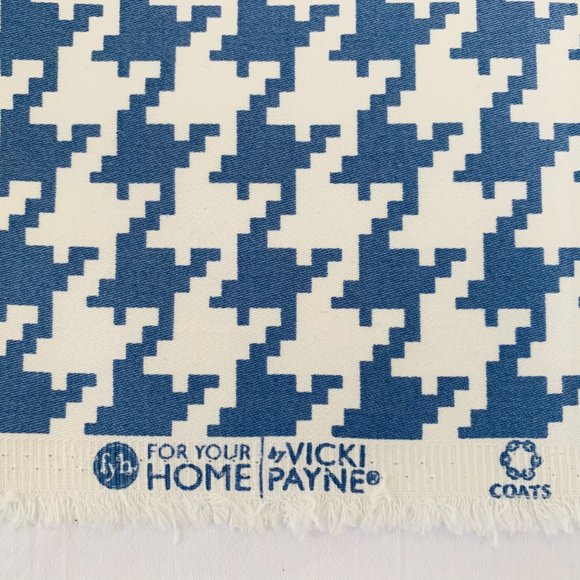 7 Yards Free Spirit Designer Vicki Payne Blue Check Dogstooth Houndstooth Fabric - Picture 3 of 5
